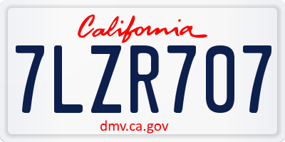 CA license plate 7LZR707