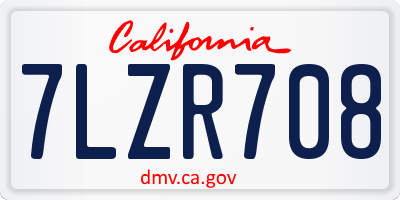 CA license plate 7LZR708