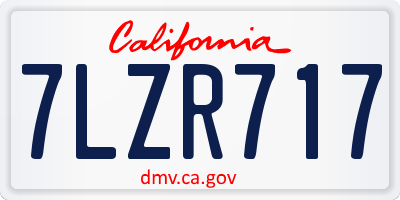 CA license plate 7LZR717