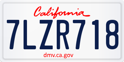 CA license plate 7LZR718