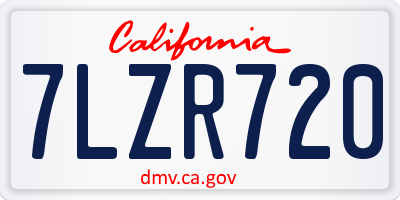 CA license plate 7LZR720