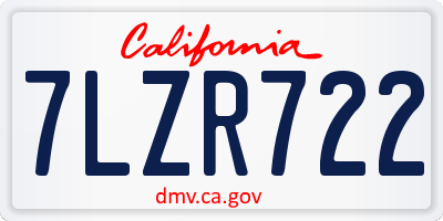 CA license plate 7LZR722