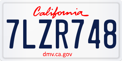 CA license plate 7LZR748