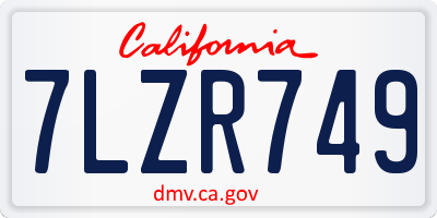 CA license plate 7LZR749
