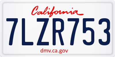 CA license plate 7LZR753
