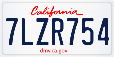 CA license plate 7LZR754