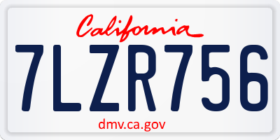 CA license plate 7LZR756