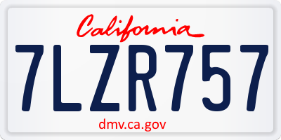 CA license plate 7LZR757
