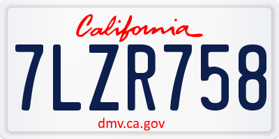 CA license plate 7LZR758