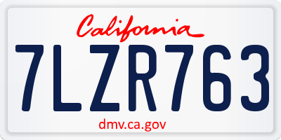 CA license plate 7LZR763
