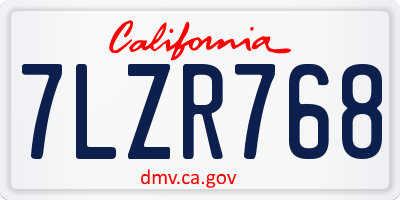 CA license plate 7LZR768