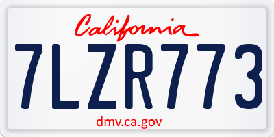 CA license plate 7LZR773