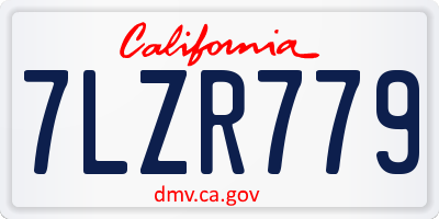 CA license plate 7LZR779