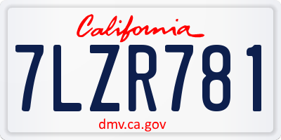 CA license plate 7LZR781