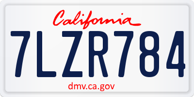 CA license plate 7LZR784