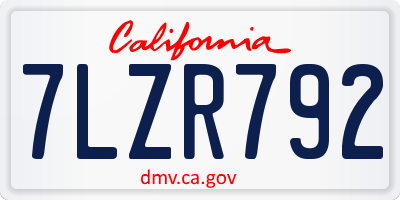 CA license plate 7LZR792