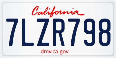 CA license plate 7LZR798