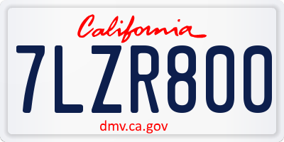 CA license plate 7LZR800