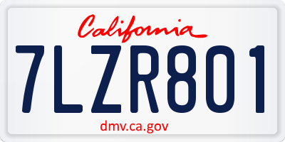 CA license plate 7LZR801