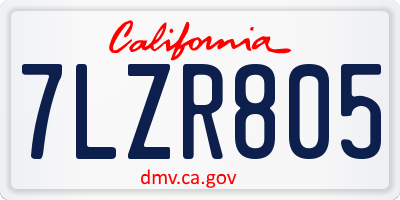 CA license plate 7LZR805