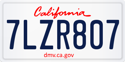 CA license plate 7LZR807
