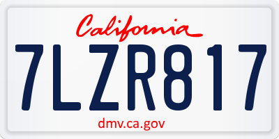 CA license plate 7LZR817