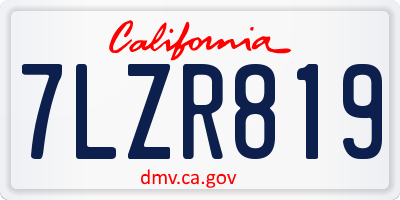 CA license plate 7LZR819