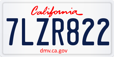 CA license plate 7LZR822