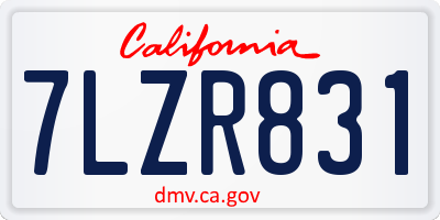 CA license plate 7LZR831