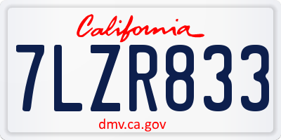 CA license plate 7LZR833