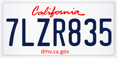 CA license plate 7LZR835
