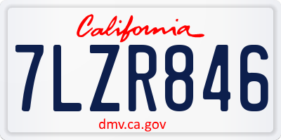 CA license plate 7LZR846