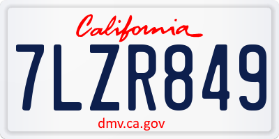 CA license plate 7LZR849