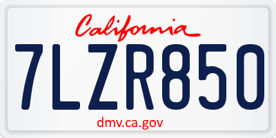 CA license plate 7LZR850