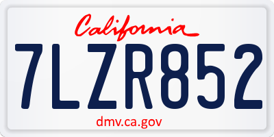 CA license plate 7LZR852