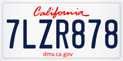 CA license plate 7LZR878
