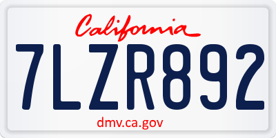 CA license plate 7LZR892