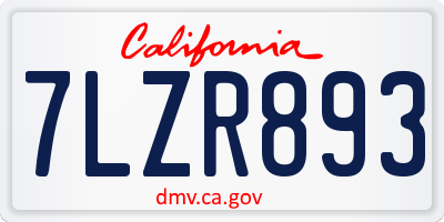 CA license plate 7LZR893