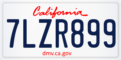 CA license plate 7LZR899
