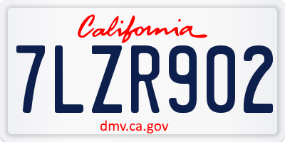 CA license plate 7LZR902