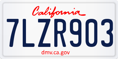 CA license plate 7LZR903