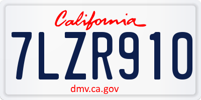 CA license plate 7LZR910