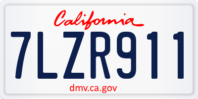 CA license plate 7LZR911