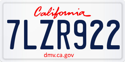 CA license plate 7LZR922