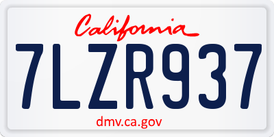 CA license plate 7LZR937