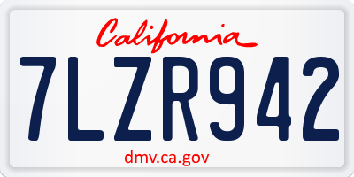 CA license plate 7LZR942