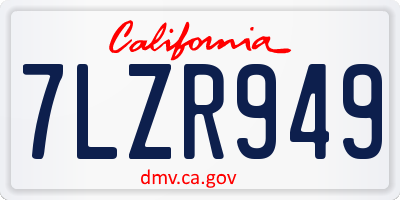 CA license plate 7LZR949