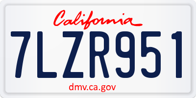 CA license plate 7LZR951