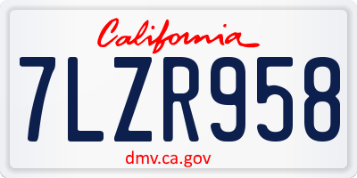 CA license plate 7LZR958