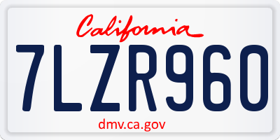 CA license plate 7LZR960